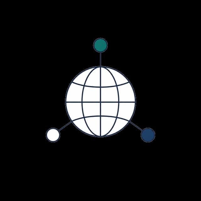 Sketch of a globe with connected nodes outside it