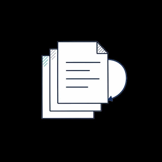 Sketch of a stack of papers with an arrow looping back to it