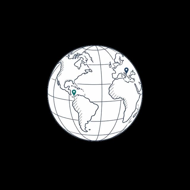 Sketch of a globe with two map pins