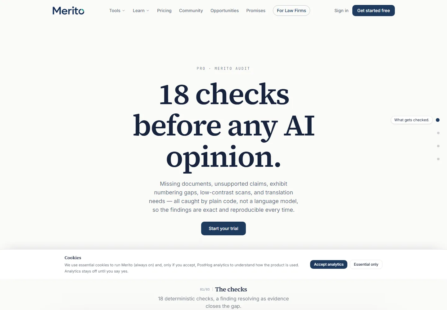 Merito Audit marketing page